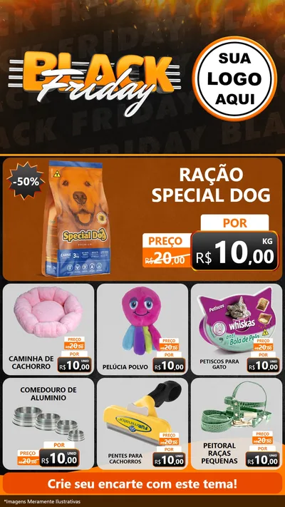 Modelo de Rede Social para Stories com o tema Black Friday para Pet Shop