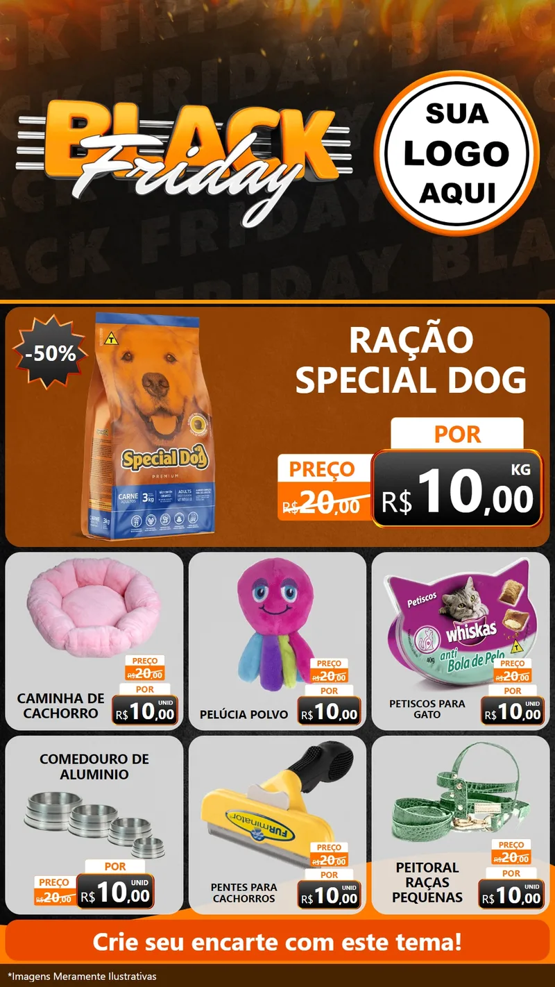 Modelo de Rede Social para Stories com o tema Black Friday para Pet Shop