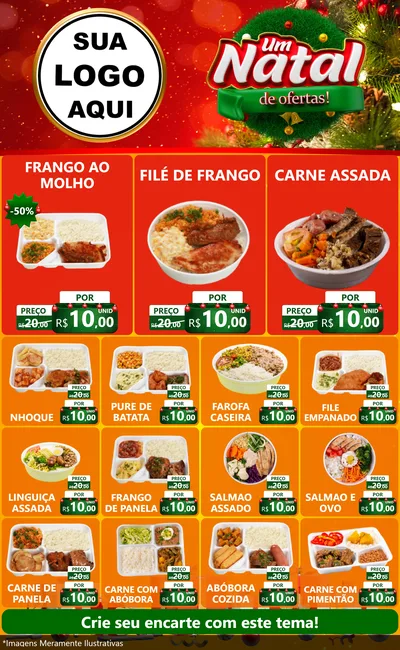 Modelo de Encarte para Encarte Grande com o tema Um Natal de Ofertas para Restaurante