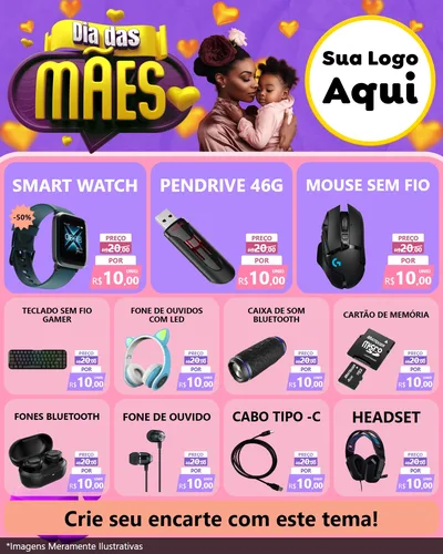 Modelo de Rede Social para Feed Instagram com o tema Dia das Mães para Informática