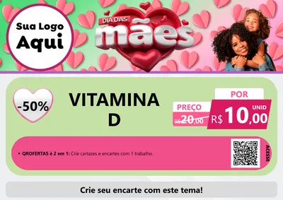 Modelo de Cartaz para Cartaz A4 Horizontal com o tema Dia das Mães para Farmácia