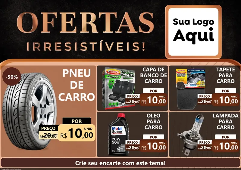 Modelo de Encarte para Encarte A4 Horizontal com o tema Ofertas Irresistíveis! para Auto peças