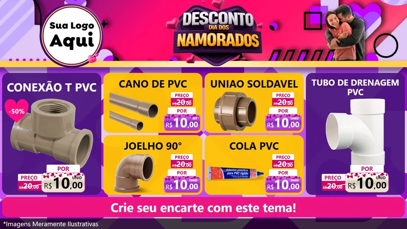 Modelo de TV para TV Horizontal com o tema Desconto Dia dos Namorados para Tubos e conexões
