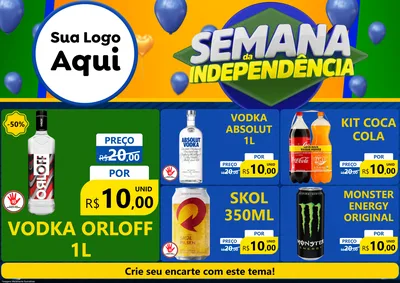 Modelo de Encarte para Encarte A4 Horizontal com o tema Semana da Independência para Distribuidora de bebidas