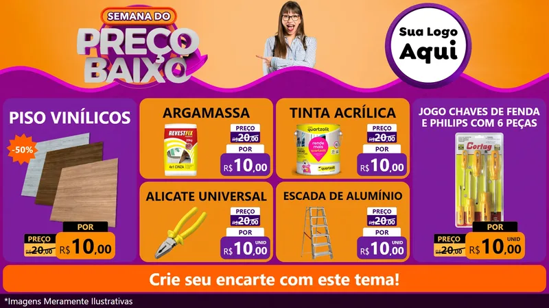 Modelo de TV para TV Horizontal com o tema Semana do Preço Baixo para Material para Construção
