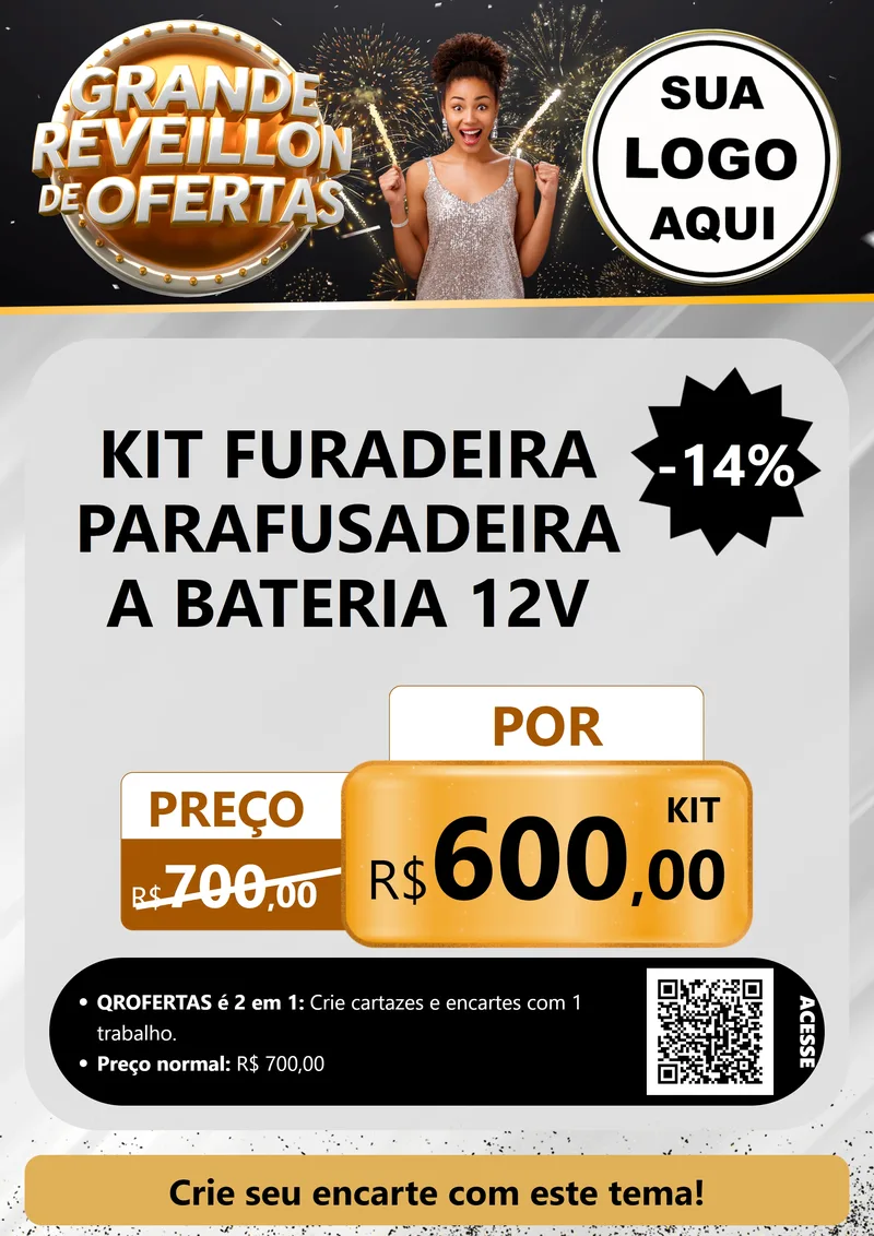 Modelo de Cartaz para Cartaz A4 Vertical com o tema Grande Réveillon de Ofertas para Maquinas e Ferramentas