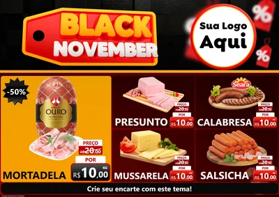 Modelo de Encarte para Encarte A4 Horizontal com o tema Black November para Frios e Laticínios