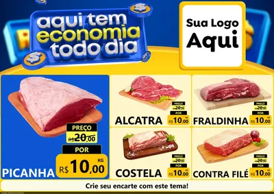 Modelo de Encarte para Encarte A4 Horizontal com o tema Aqui Tem Economia Todo Dia para Açougue