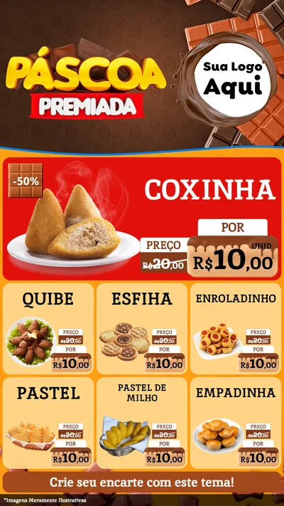 Modelo de Rede Social para Stories com o tema Páscoa Premiada para Salgadaria