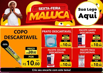 Modelo de Encarte para Encarte A4 Horizontal com o tema Sexta-feira Maluca para Embalagens