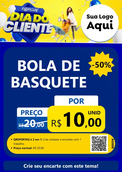 Modelo de Cartaz para Cartaz A4 Vertical com o tema Especial Dia do Cliente para Artigos Esportivos