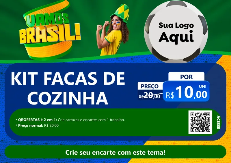 Modelo de Cartaz para Cartaz A4 Horizontal com o tema Vamos Brasil - Copa para Utilidades Domésticas