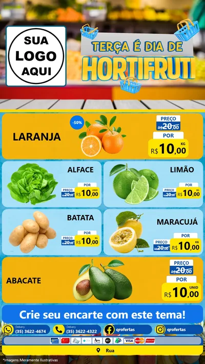 Modelo de TV para TV Vertical com o tema Terça É Dia de Hortifruti para Hortifrúti