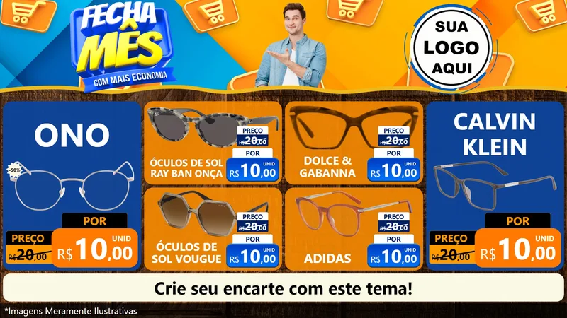 Modelo de TV para TV Horizontal com o tema Fecha Mês Com Mais Economia para Óticas