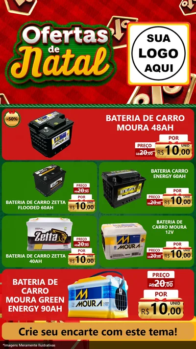 Modelo de TV para TV Vertical com o tema Ofertas de Natal para Baterias Elétricas