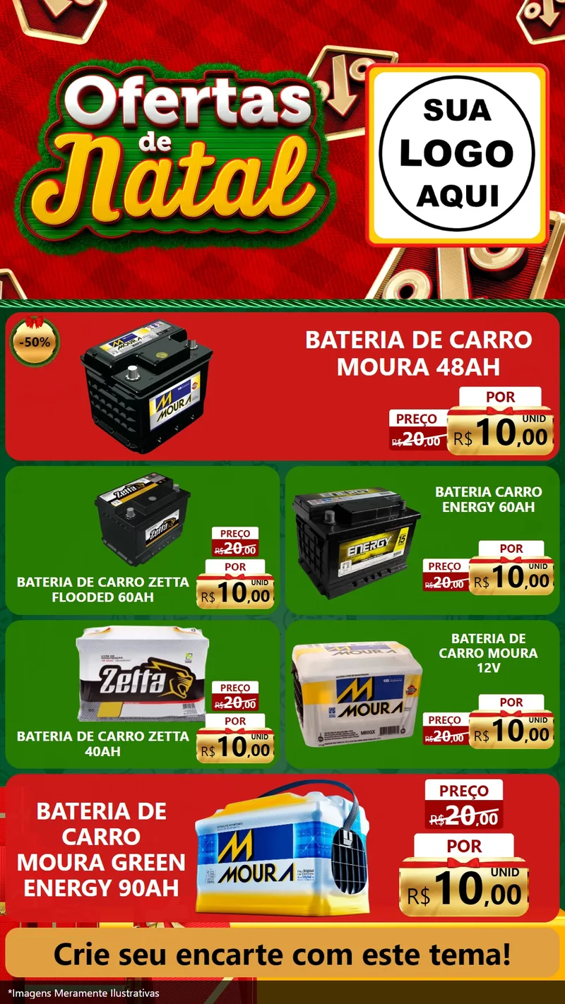 Modelo de TV para TV Vertical com o tema Ofertas de Natal para Baterias Elétricas