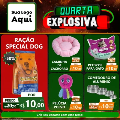 Modelo de Rede Social para Feed Facebook com o tema Quarta Explosiva para Pet Shop