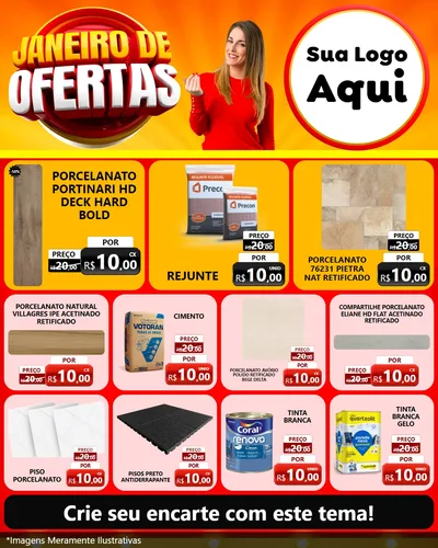Modelo de Rede Social para Feed Instagram com o tema Janeiro de Ofertas para Pisos e revestimentos