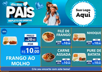 Modelo de Encarte para Encarte A4 Horizontal com o tema Dia Dos Pais Repleto de Ofertas para Restaurante