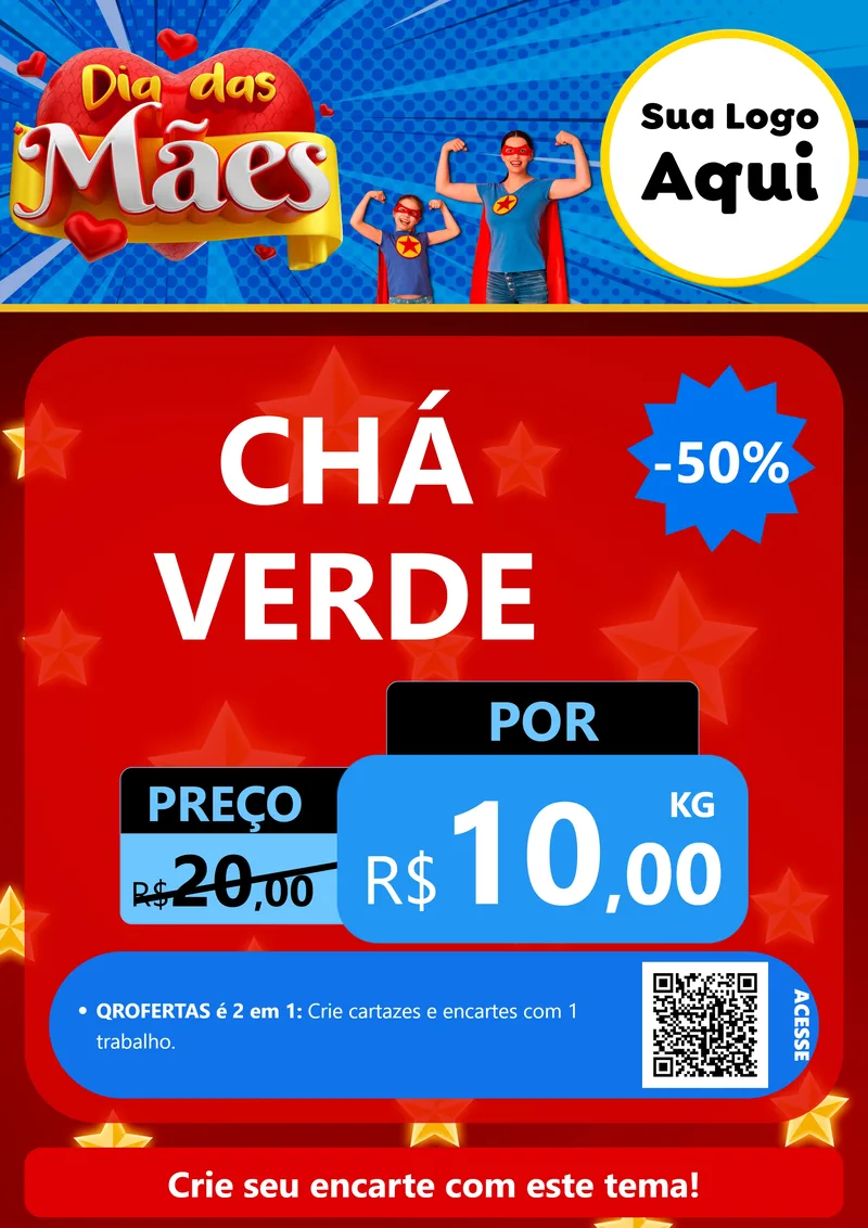Modelo de Cartaz para Cartaz A4 Vertical com o tema Dia das Mães para Produtos Naturais
