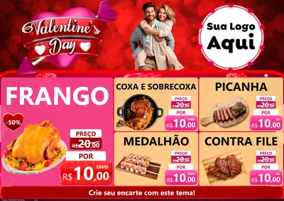 Modelo de Encarte para Encarte A4 Horizontal com o tema Valentine's Day para Assados