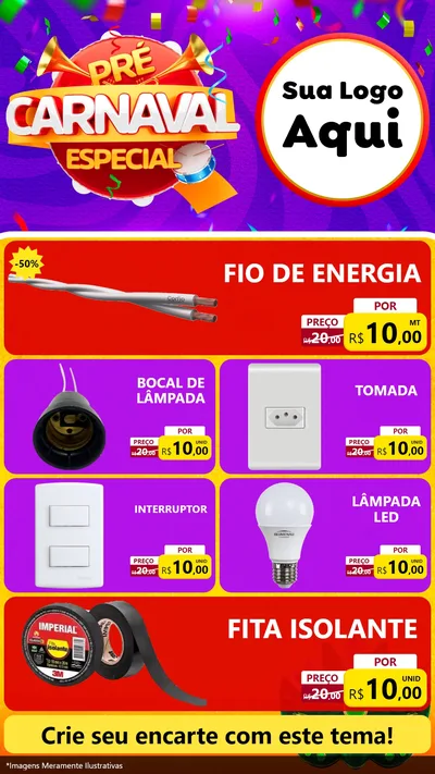Modelo de TV para TV Vertical com o tema Pré-Carnaval Especial para Materiais Elétricos