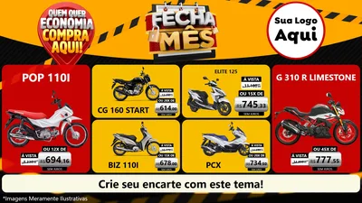 Modelo de TV para TV Horizontal com o tema Fecha Mês para Concessionaria de Motos