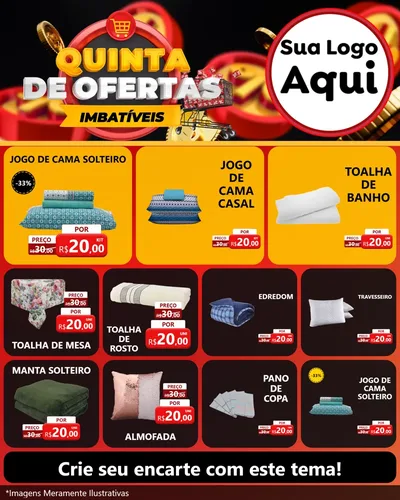 Modelo de Rede Social para Feed Instagram com o tema Quinta de Ofertas Imbatíveis para Cama, Mesa e Banho