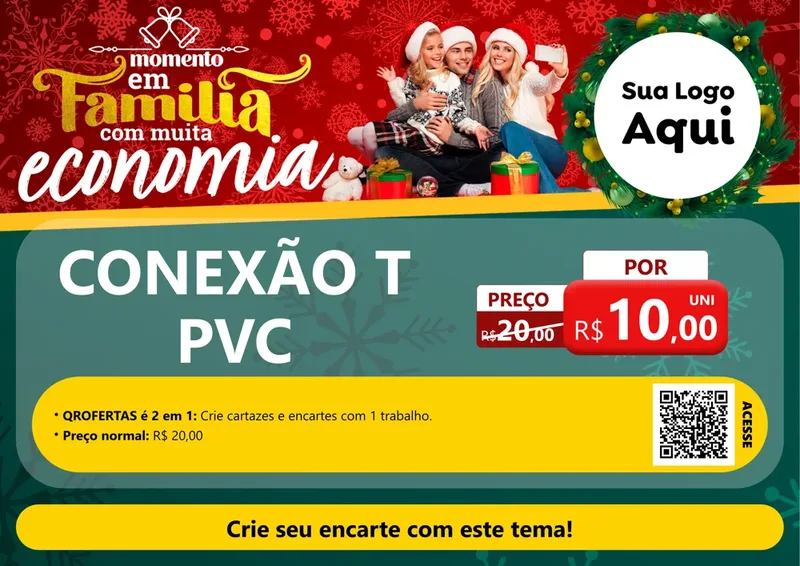 Modelo de Cartaz para Cartaz A4 Horizontal com o tema Momento em Família (Natal) para Tubos e conexões