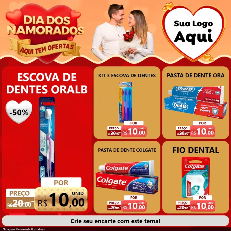 Modelo de Rede Social para Feed Facebook com o tema Dia dos Namorados - Aqui Tem Ofertas para Higiene Pessoal