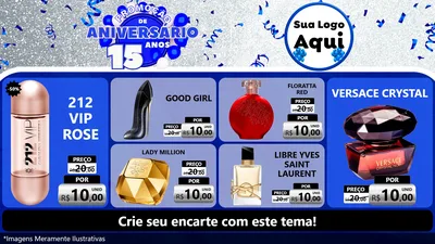 Modelo de TV para TV Horizontal com o tema Promoção de Aniversário - 15 Anos para Perfumes