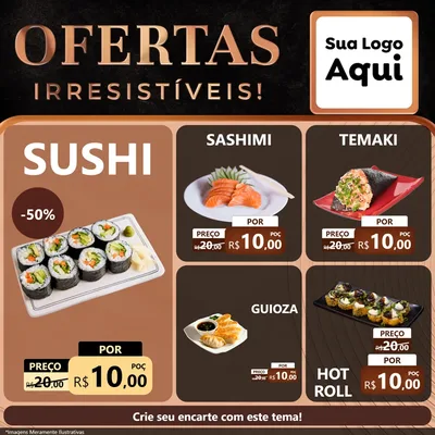 Modelo de Rede Social para Feed Facebook com o tema Ofertas Irresistíveis! para Comida japonesa