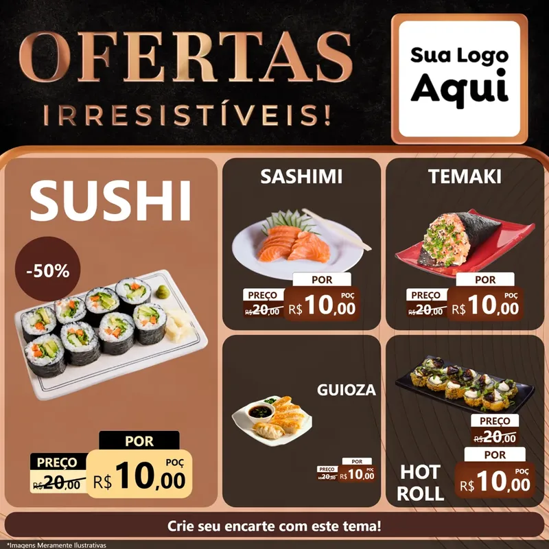 Modelo de Rede Social para Feed Facebook com o tema Ofertas Irresistíveis! para Comida japonesa