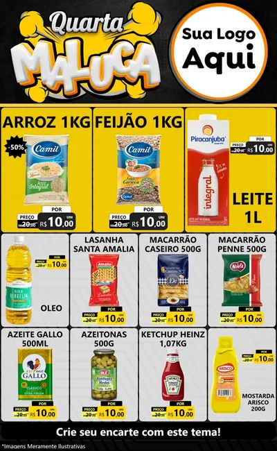 Modelo de Encarte para Encarte Grande com o tema Quarta Maluca para Supermercado