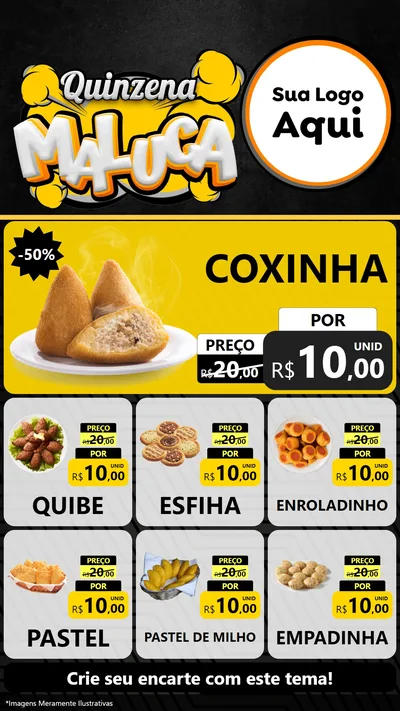 Modelo de Rede Social para Stories com o tema Quinzena Maluca para Salgadaria