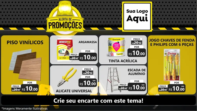Modelo de TV para TV Horizontal com o tema Alerta de Promoções para Material para Construção