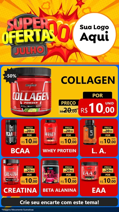 Modelo de Rede Social para Stories com o tema Super Ofertas Julho para Suplementos alimentares