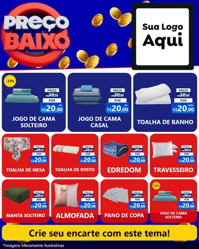 Modelo de Rede Social para Feed Instagram com o tema Preço Baixo para Cama, Mesa e Banho