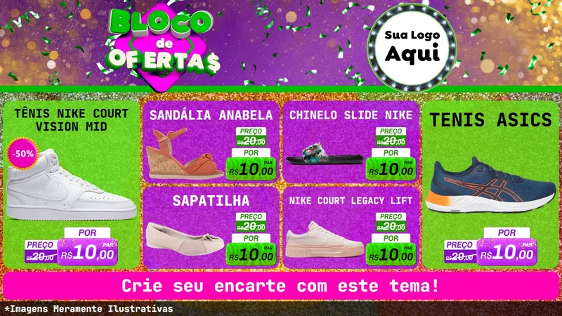 Modelo de TV para TV Horizontal com o tema Bloco de Ofertas para Calçados