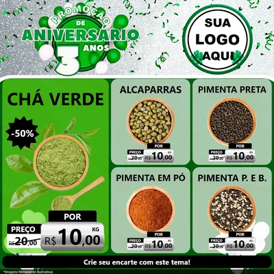 Modelo de Rede Social para Feed Facebook com o tema Promoção de Aniversário - 3 Anos para Produtos Naturais