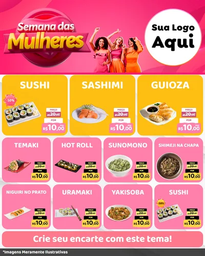Modelo de Rede Social para Feed Instagram com o tema Semana das Mulheres para Comida japonesa