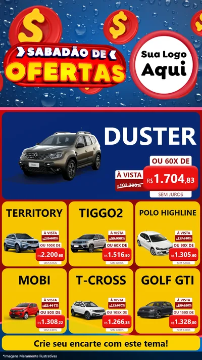 Modelo de Rede Social para Stories com o tema Sabadão de Ofertas para Concessionaria de Carros