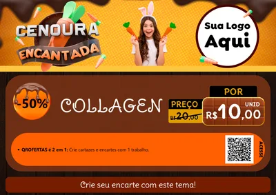 Modelo de Cartaz para Cartaz A4 Horizontal com o tema Cenoura Encantada - Páscoa para Suplementos alimentares