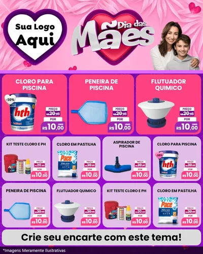 Modelo de Rede Social para Feed Instagram com o tema Dia das Mães para Produtos para Piscina