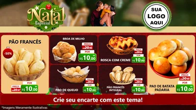Modelo de TV para TV Horizontal com o tema Natal Especial para Padaria