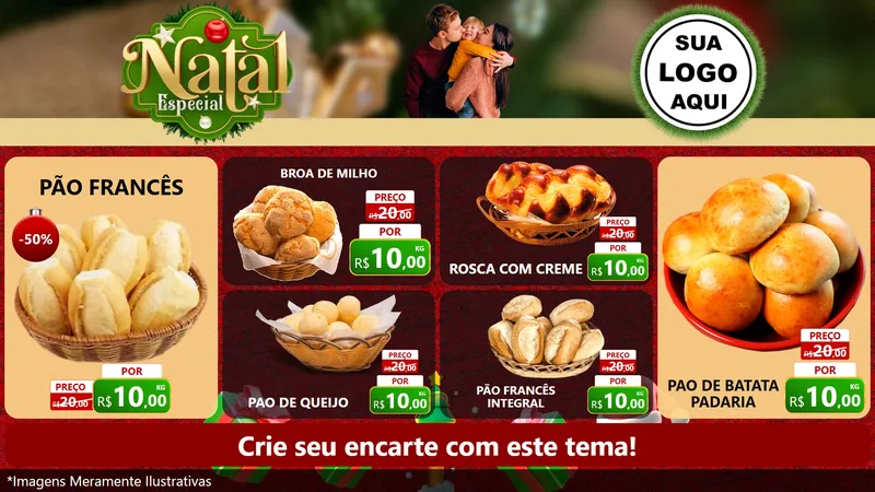 Modelo de TV para TV Horizontal com o tema Natal Especial para Padaria