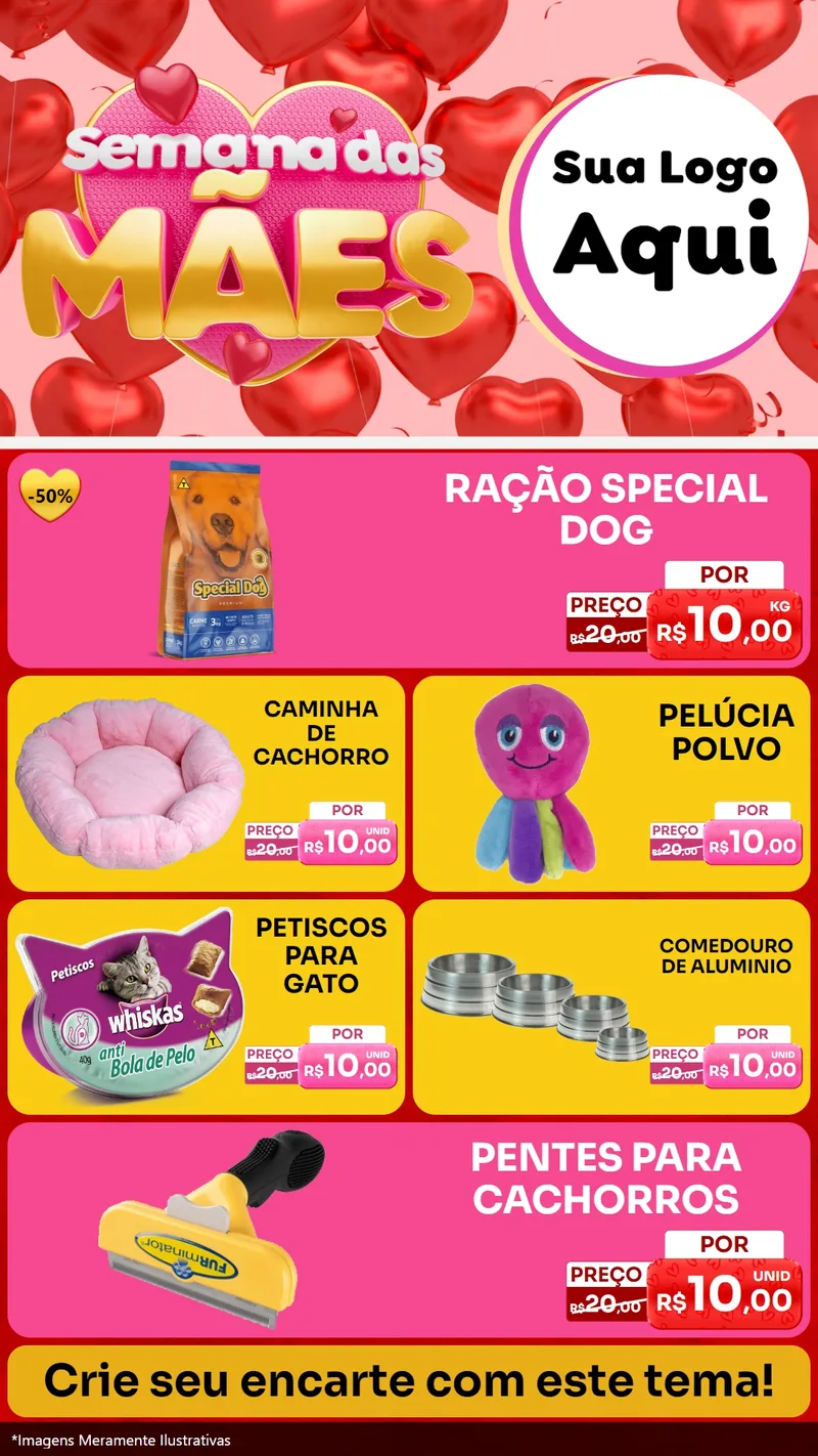 Modelo de TV para TV Vertical com o tema Semana Das Mães para Pet Shop