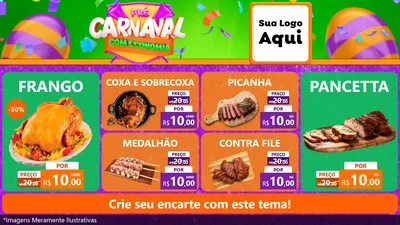 Modelo de TV para TV Horizontal com o tema Pré-Carnaval Com Economia para Assados