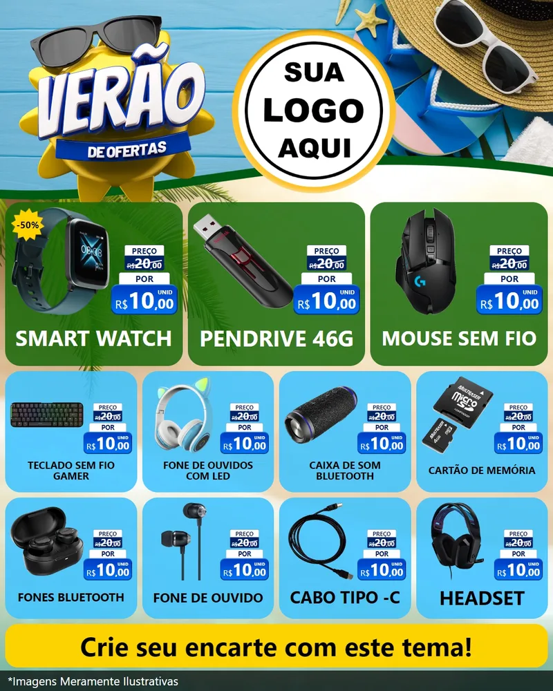 Modelo de Rede Social para Feed Instagram com o tema Verão de Ofertas para Informática