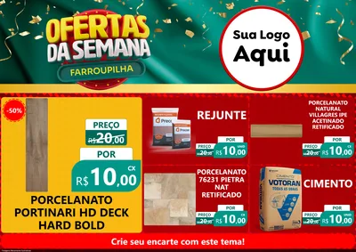 Modelo de Encarte para Encarte A4 Horizontal com o tema Ofertas da Semana Farroupilha para Pisos e revestimentos